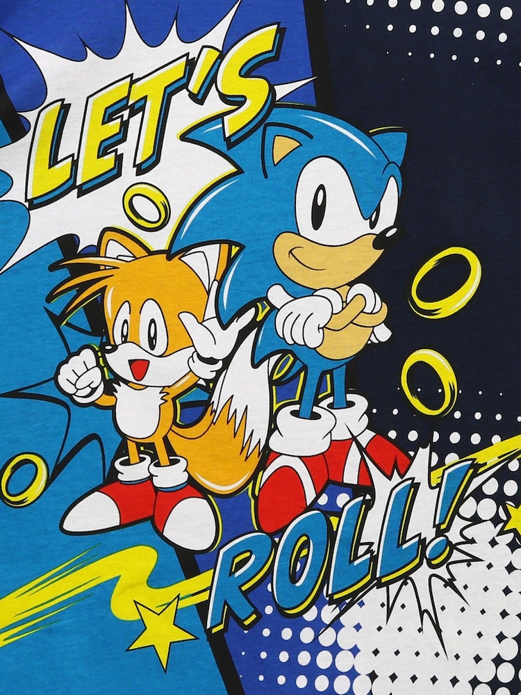 Character Blue Sonic Sonic The Hedgehog 100% Cotton Pyjamas - Image 4 of 6