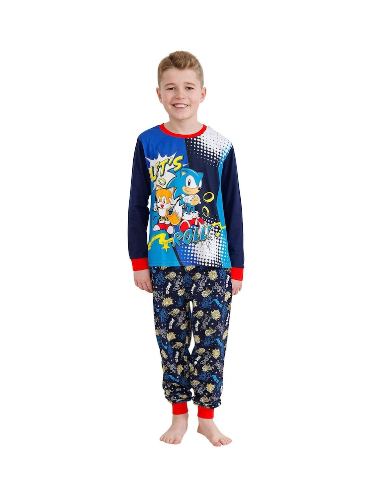 Character Blue Sonic Sonic The Hedgehog 100% Cotton Pyjamas - Image 6 of 6