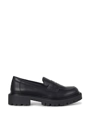 Linzi Black Ivan Black PU Penny Loafers With Chunky Sole - Image 2 of 4