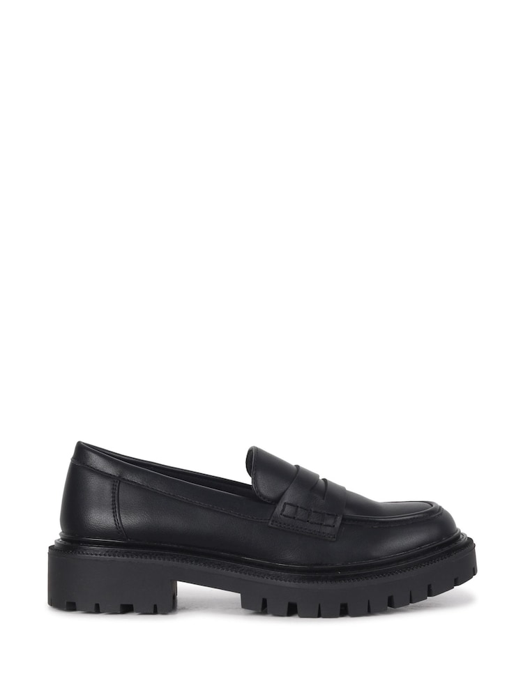 Linzi Black Ivan Black PU Penny Loafers With Chunky Sole - Image 2 of 4 Linzi Black Ivan Black PU Penny Loafers With Chunky Sole - Image 2 of 4