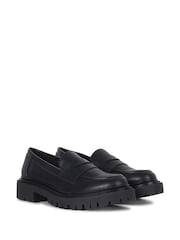 Linzi Black Ivan Black PU Penny Loafers With Chunky Sole - Image 3 of 4