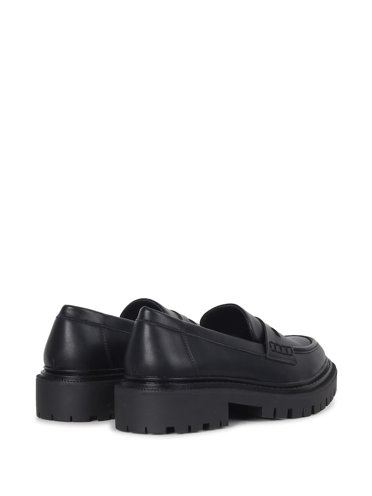 Linzi Black Ivan Black PU Penny Loafers With Chunky Sole - Image 4 of 4