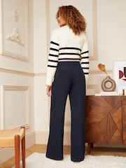 Love & Roses Navy Petite High Waist Wide Leg Tailored Trousers - Image 3 of 4