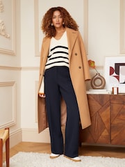 Love & Roses Navy Petite High Waist Wide Leg Tailored Trousers - Image 4 of 4
