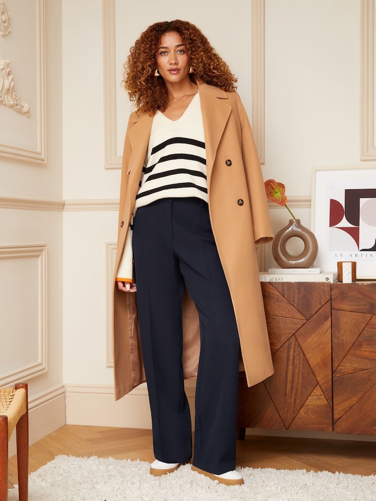 Love & Roses Navy Petite High Waist Wide Leg Tailored Trousers - Image 4 of 4