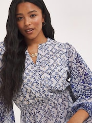 Joanna Hope Blue Tile Print Maxi Beach Dress - Image 4 of 4