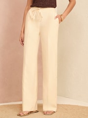 Love & Roses Ivory White Elasticated Waist Wide Leg Tailored Trousers - Image 1 of 4