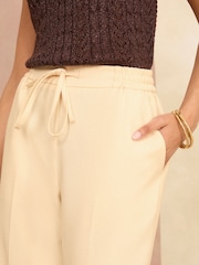 Love & Roses Ivory White Elasticated Waist Wide Leg Tailored Trousers - Image 2 of 4