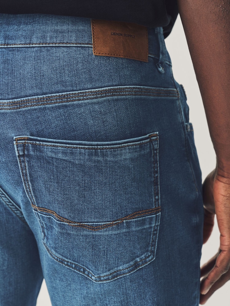 Blue Mid Slim Fit Authentic Stretch Denim Jeans - Image 6 of 10