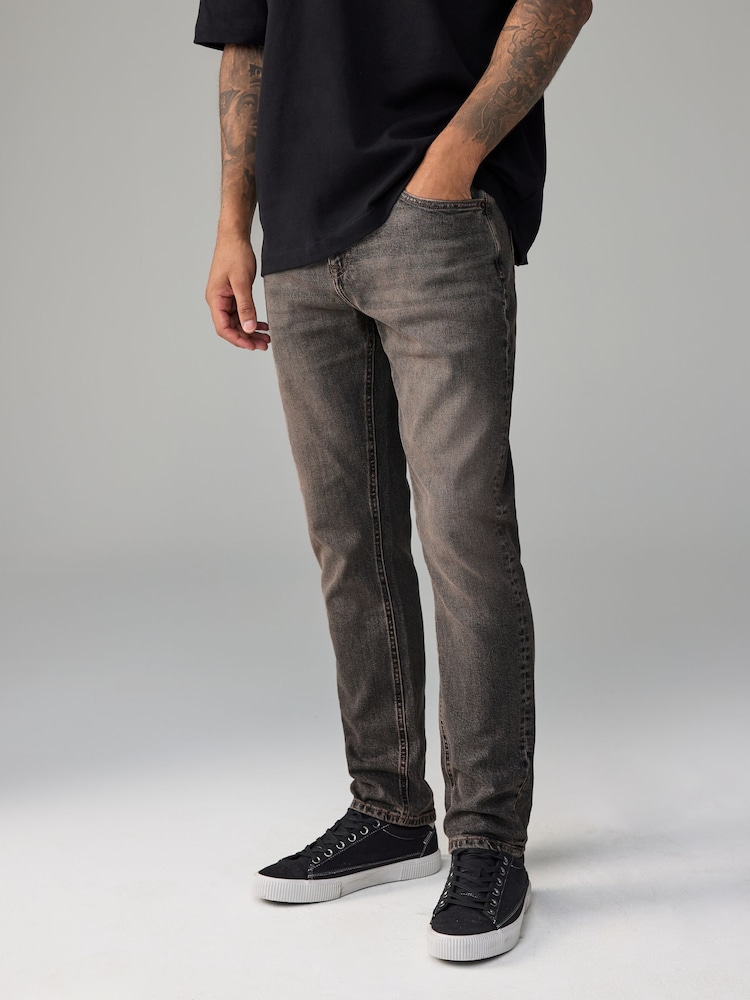 Grey Mid Slim Fit Vintage Wash Denim Jeans - Image 1 of 11