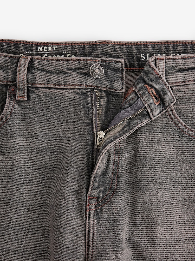 Grey Mid Slim Fit Vintage Wash Denim Jeans - Image 10 of 11