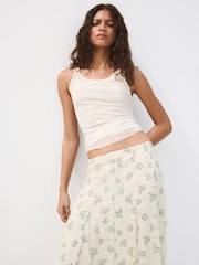 Mango White Floral Midi Skirt - Image 4 of 7