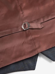 Navy Blue Trimmed Check Suit: Waistcoat - Image 3 of 3