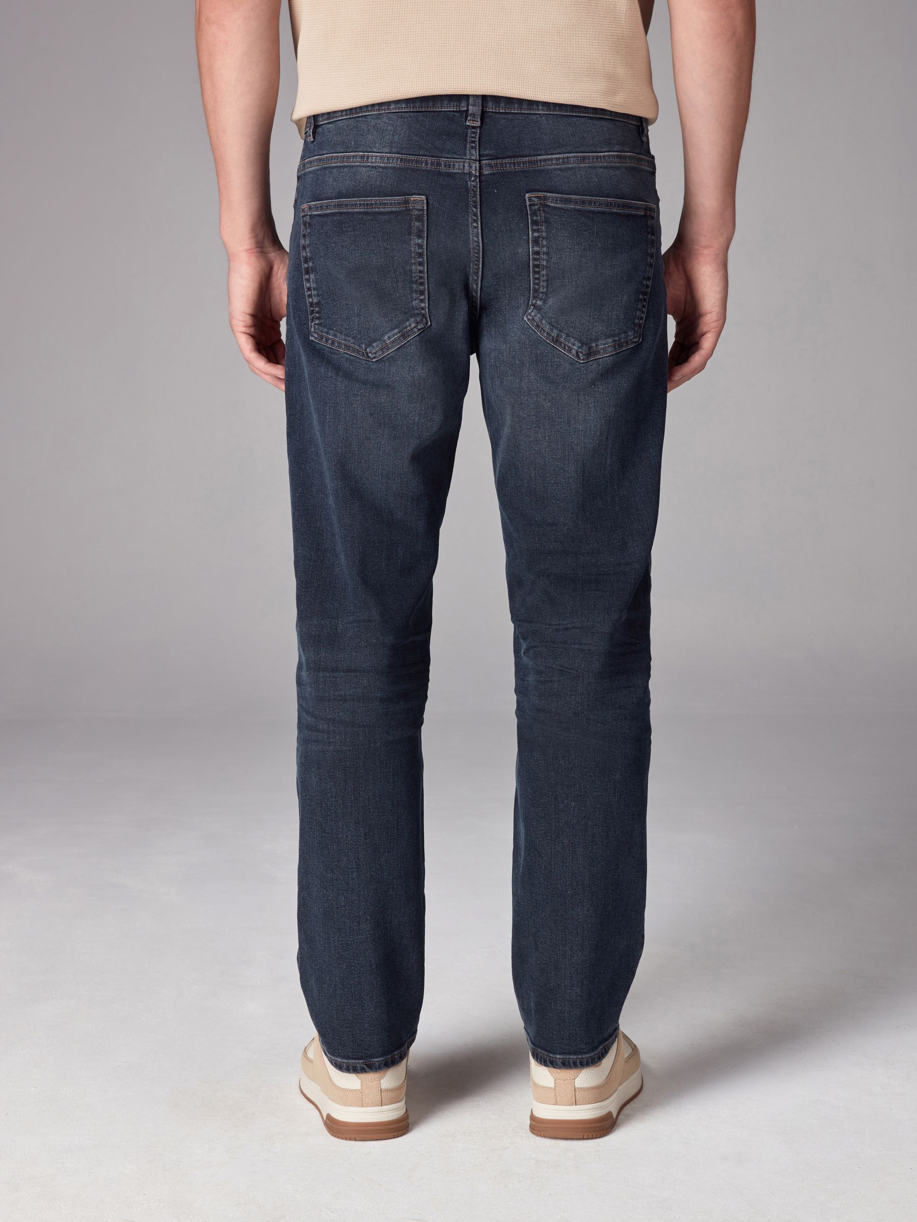 Buy Blue Dark Single Straight Fit Classic Stretch Jeans from