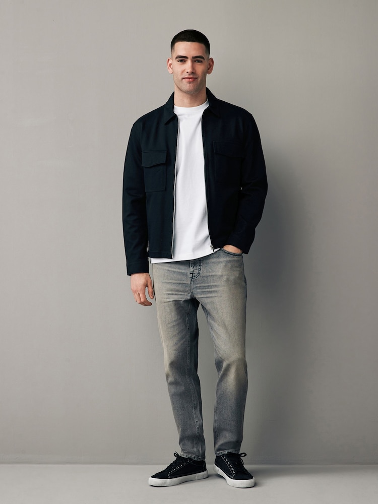 Mid Grey Tint Regular Fit Vintage Stretch Authentic Jeans - Image 2 of 11