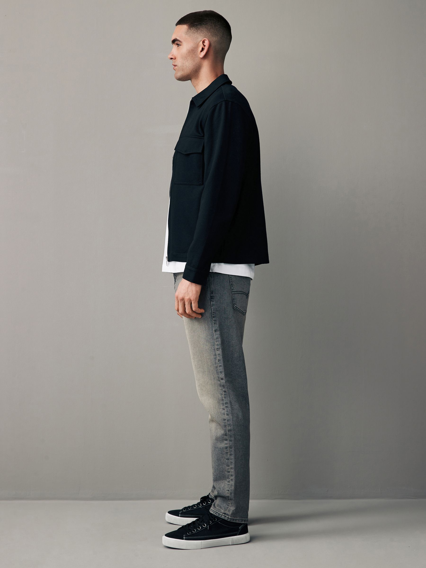 Mid Grey Tint Regular Fit Vintage Stretch Authentic Jeans - Image 4 of 11