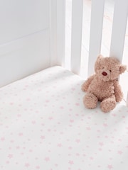 Silentnight 2 Pack Pink Stars Safe Nights Cot Bed 100% Cotton Fitted Sheets - Image 1 of 10