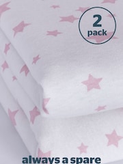 Silentnight 2 Pack Pink Stars Safe Nights Cot Bed 100% Cotton Fitted Sheets - Image 4 of 10