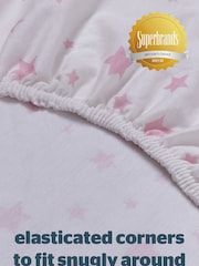Silentnight 2 Pack Pink Stars Safe Nights Cot Bed 100% Cotton Fitted Sheets - Image 5 of 10