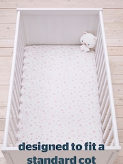 Silentnight 2 Pack Pink Stars Safe Nights Cot Bed 100% Cotton Fitted Sheets - Image 7 of 10