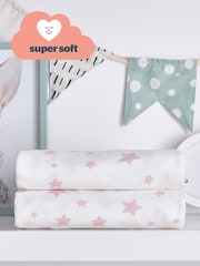Silentnight 2 Pack Pink Stars Safe Nights Cot Bed 100% Cotton Fitted Sheets - Image 8 of 10