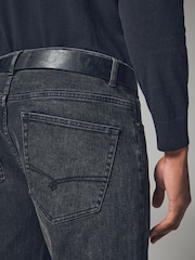 Charcoal Grey Straight Fit Belted Authentic Jeans - Image 6 of 11