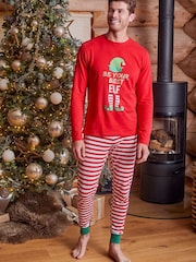 Threadbare Red Cotton Long Sleeve Christmas Pyjamas Set - Image 1 of 5