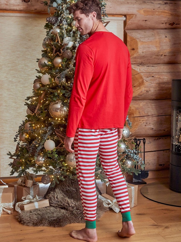 Threadbare Red Cotton Long Sleeve Christmas Pyjamas Set - Image 2 of 5