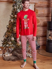 Threadbare Red Cotton Long Sleeve Christmas Pyjamas Set - Image 3 of 5
