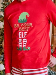 Threadbare Red Cotton Long Sleeve Christmas Pyjamas Set - Image 4 of 5