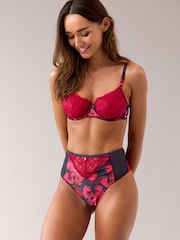 B by Ted Baker Teal/Pink Satin High Waisted Knickers - Image 2 of 9