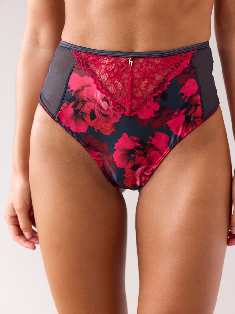 B by Ted Baker Teal/Pink Satin High Waisted Knickers - Image 6 of 9