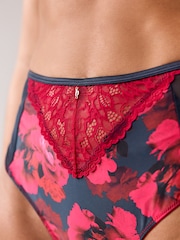 B by Ted Baker Teal/Pink Satin High Waisted Knickers - Image 8 of 9