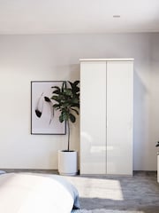 Wiemann Peyton Rustic Oak / White Glass Semi Fitted Double Wardrobe - Image 1 of 4
