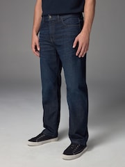 Blue Indigo Rinse Straight Fit Vintage Wash Denim Jeans - Image 1 of 11