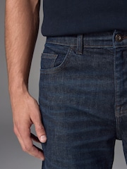 Blue Indigo Rinse Straight Fit Vintage Wash Denim Jeans - Image 6 of 11