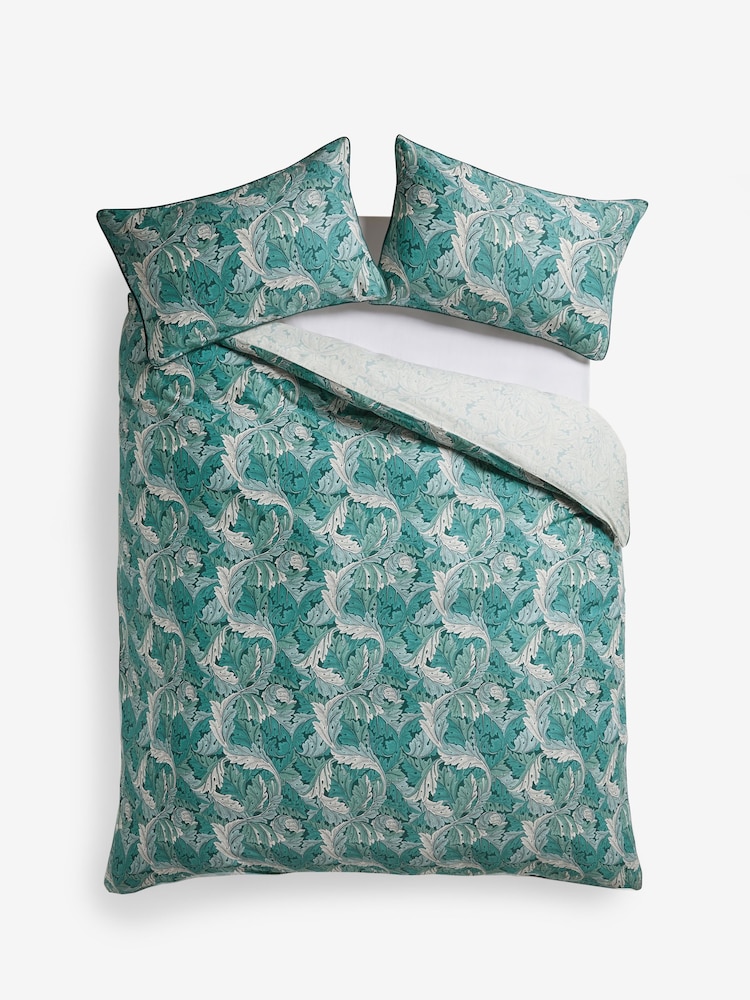 Clarke & Clarke Teal William Morris Acanthus 200 Thread Count Duvet Cover and Pillowcase Set - Image 5 of 5