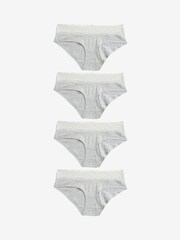 Grey Marl Short Cotton and Lace Knickers 4 Pack - Image 1 of 4