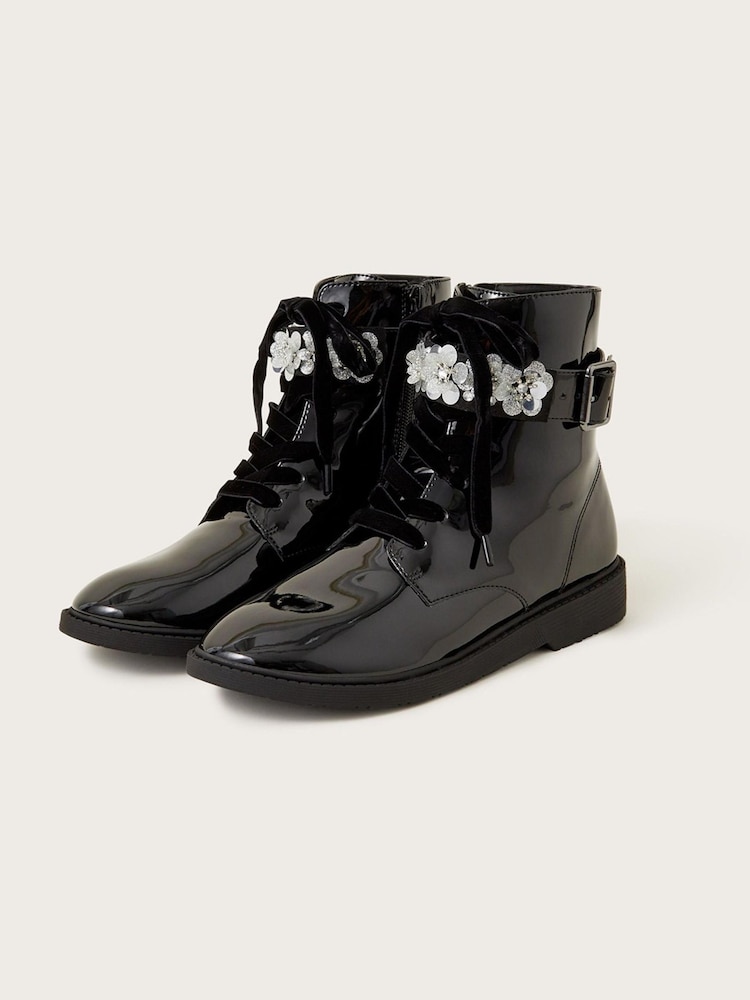 Monsoon Black Flo Sequin Biker Boots - Image 2 of 3
