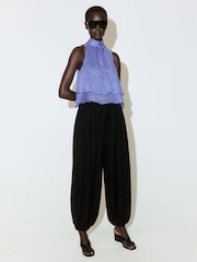 Mango Blue Polka Dot High Neck Blouse - Image 1 of 6