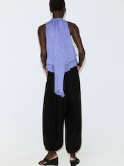 Mango Blue Polka Dot High Neck Blouse - Image 2 of 6