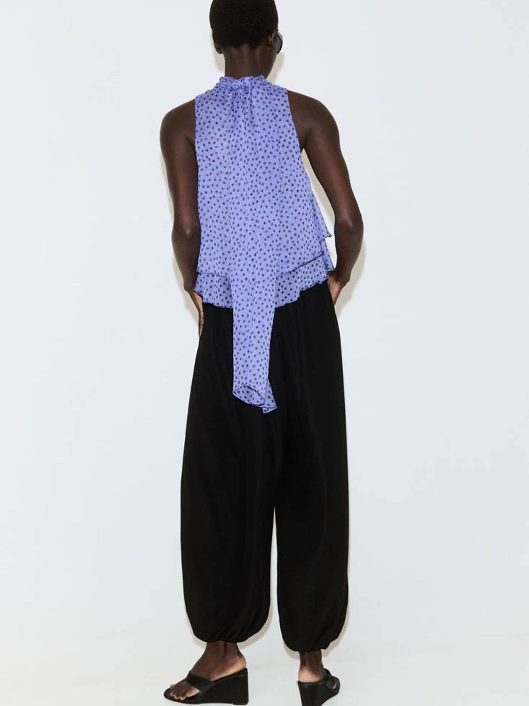 Buy Mango Blue Polka Dot High Neck Blouse from the Next UK online shop
