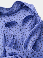 Mango Blue Polka Dot High Neck Blouse - Image 5 of 6