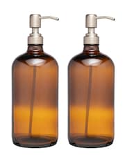 &Again Brown Amber Glass Pump Bottle 1000Ml Set of 2 - Image 1 of 3