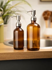 &Again Brown Amber Glass Pump Bottle 1000Ml Set of 2 - Image 3 of 3