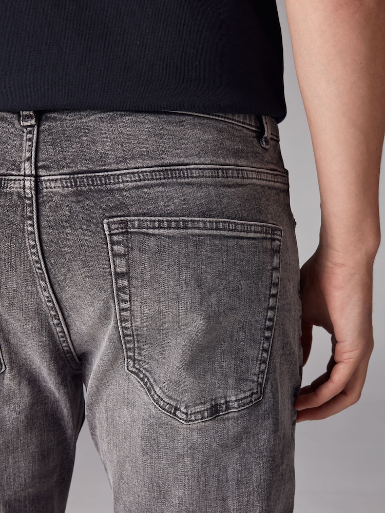 Grey Washed Slim Fit Classic Stretch Jeans - Image 7 of 12