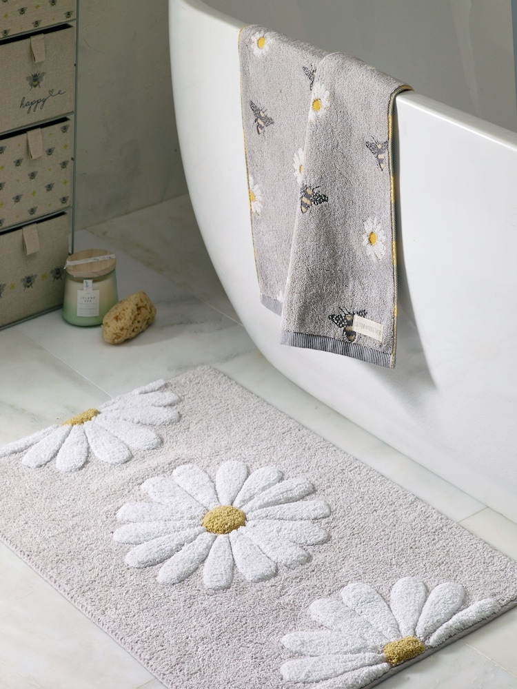 Badematte aus 100 % Baumwolle mit Gänseblümchendesign - Bild 1 von 4 Badematte aus 100 % Baumwolle mit Gänseblümchendesign - Bild 1 von 4