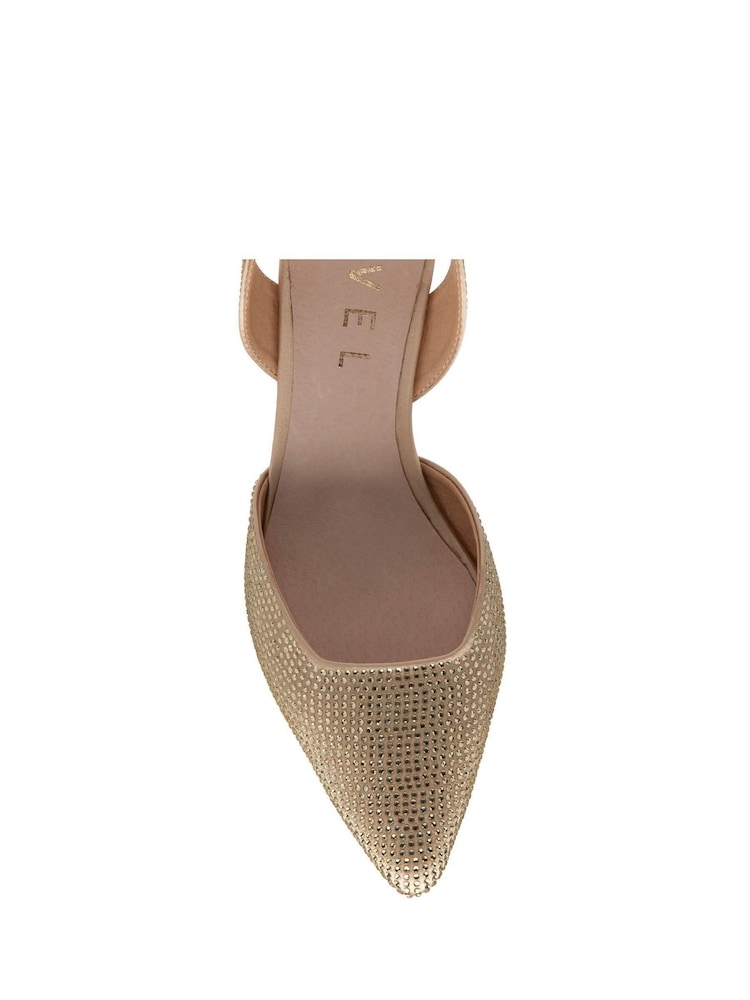 Ravel Gold Diamante Sling Back Shoes - Image 4 of 4