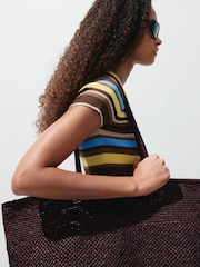 Mango Yellow Stripe Polo Shirt - Image 4 of 7