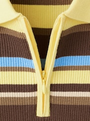 Mango Yellow Stripe Polo Shirt - Image 6 of 7